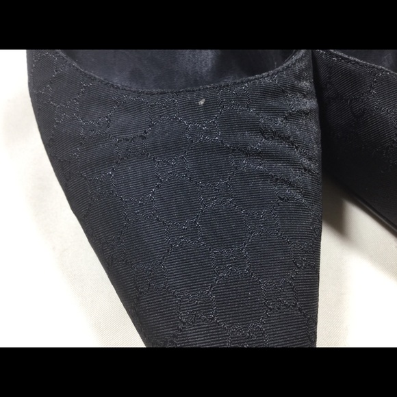 Gucci Black GG Monogram Mules Heels 38C - Picture 3 of 16